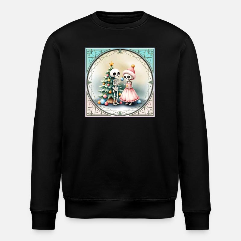Christmas Skulls with Tree and Candy - Stanley/Stella ROLLER Unisex Organic Sweatshirt - black