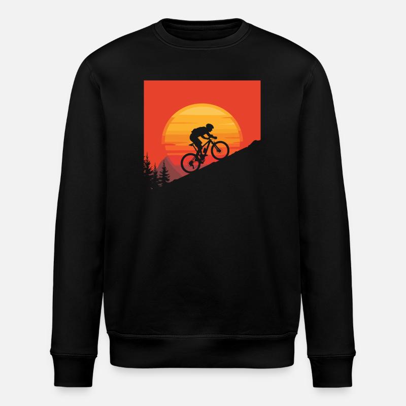 Mountain Biker Sunset Silhouette - Stanley/Stella ROLLER Unisex Organic Sweatshirt - black
