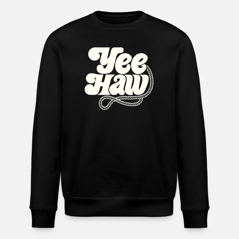 YEE HAW Lasso de cow-boy - Sweat bio ROLLER Stanley/Stella Unisexe - noir