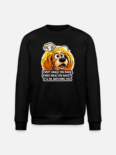Cuddly dog with snack thoughts - Stanley/Stella ROLLER Unisex Organic Sweatshirt - black