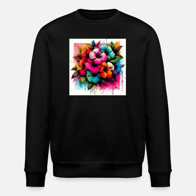 Fleurs d’hibiscus - Sweat bio ROLLER Stanley/Stella Unisexe - noir
