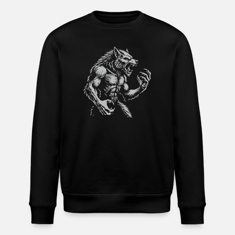 Grimmiger Warewolf Illustration - Stanley/Stella Unisex Bio-Sweatshirt ROLLER - Schwarz