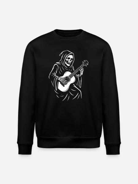 Grim Reaper Playing Guitar Design - Stanley/Stella ROLLER Unisex Organic Sweatshirt - black
