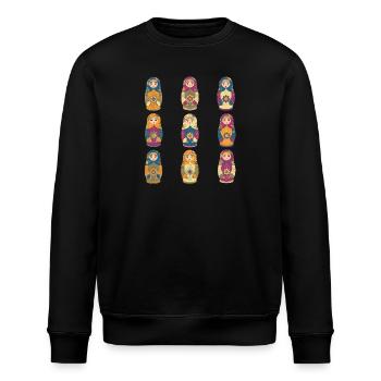 Motif de poupées matriochkas russes traditionnelles - Sweat bio ROLLER Stanley/Stella Unisexe - noir - Devant - Nik (191cm)