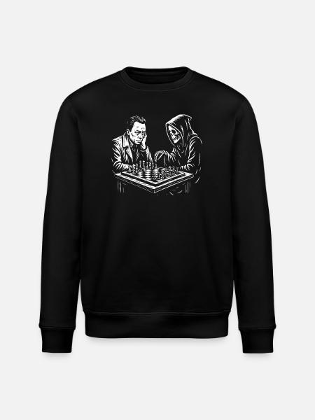 Albert Camus spielt Schach mit Sensenmann - Stanley/Stella Unisex Bio-Sweatshirt ROLLER - Schwarz