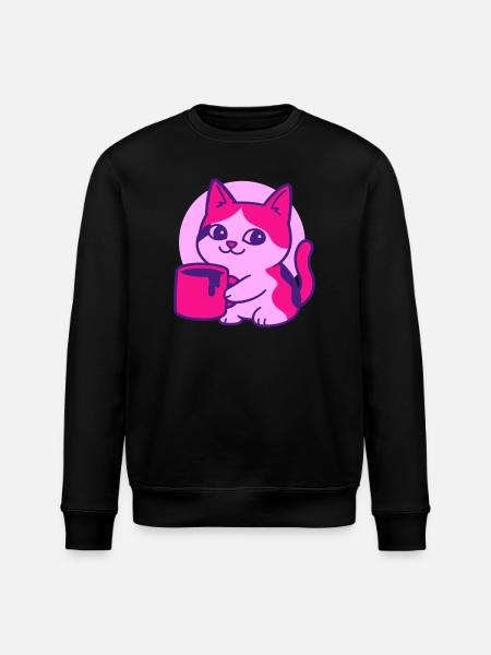 Cute Coffee Cat - Stanley/Stella Unisex Bio-Sweatshirt ROLLER - Schwarz