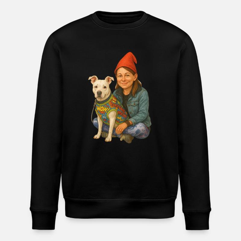 Zwerg mit Hund - Stanley/Stella Unisex Bio-Sweatshirt ROLLER - Schwarz