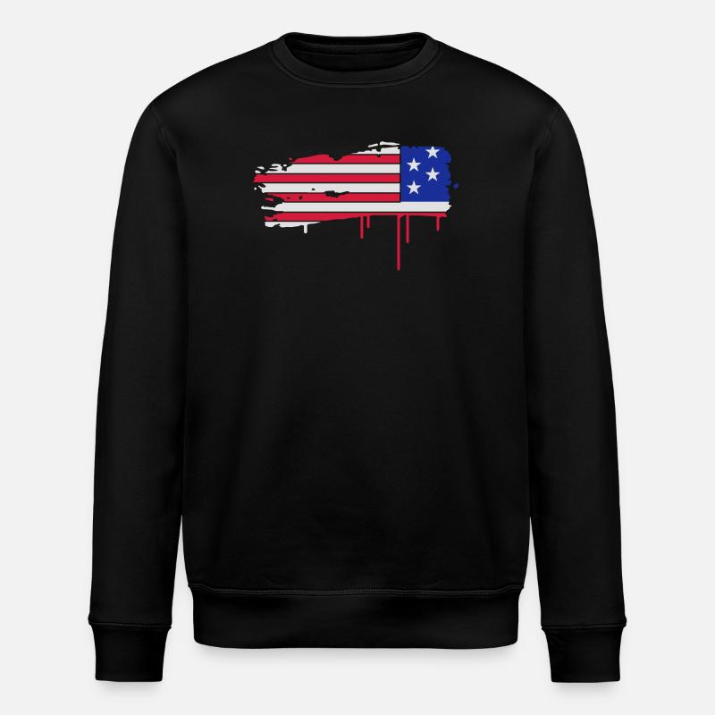 Pinselstrich in US-Flaggenfarben - Stanley/Stella Unisex Bio-Sweatshirt ROLLER - Schwarz