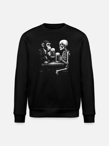 Humorvoller Skelett- und Affenbier-Toast - Stanley/Stella Unisex Bio-Sweatshirt ROLLER - Schwarz