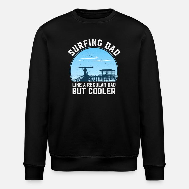 Papa Surfer mit Lebensfreude - Stanley/Stella Unisex Bio-Sweatshirt ROLLER - Schwarz