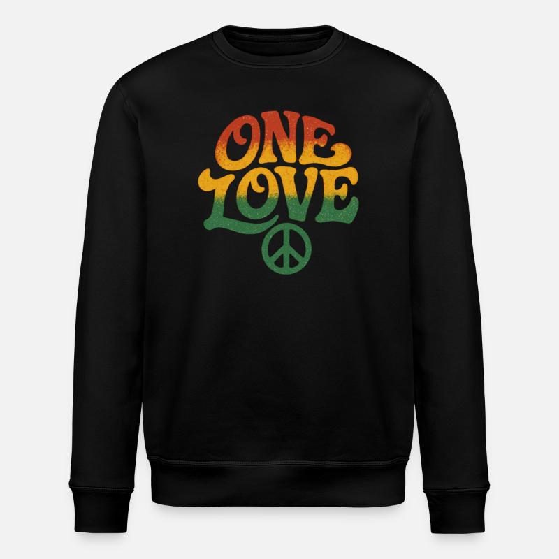 Frieden und Liebe Rasta-Design - Stanley/Stella Unisex Bio-Sweatshirt ROLLER - Schwarz