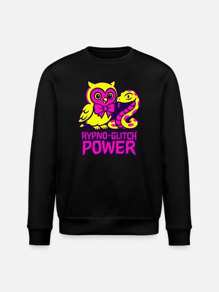 Hypno Glitch Owl and Snake - Stanley/Stella ROLLER Unisex Organic Sweatshirt - black