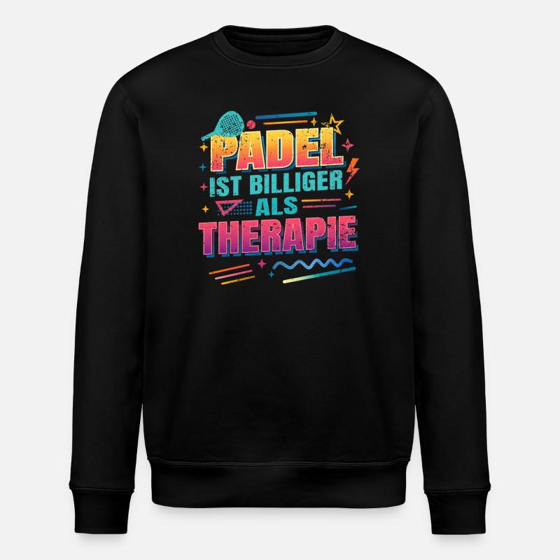 Funny padel - Cheaper than therapy - Stanley/Stella ROLLER Unisex Organic Sweatshirt - black