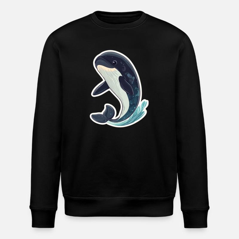 whale - Stanley/Stella ROLLER Unisex Organic Sweatshirt - black