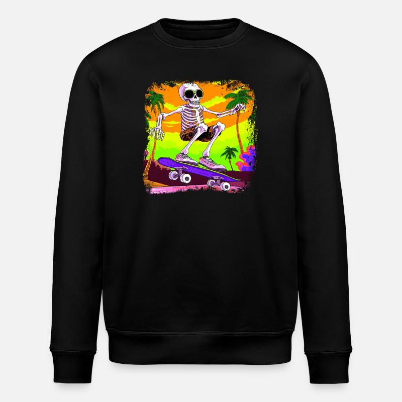 Skeleton Skateboarder - Stanley/Stella ROLLER Unisex Organic Sweatshirt - black