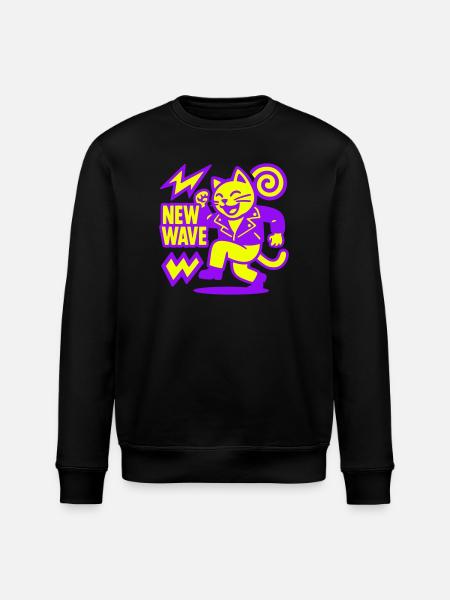 New Wave Cat - Stanley/Stella Unisex Bio-Sweatshirt ROLLER - Schwarz