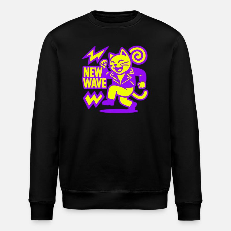 New Wave Cat - Stanley/Stella Unisex Bio-Sweatshirt ROLLER - Schwarz