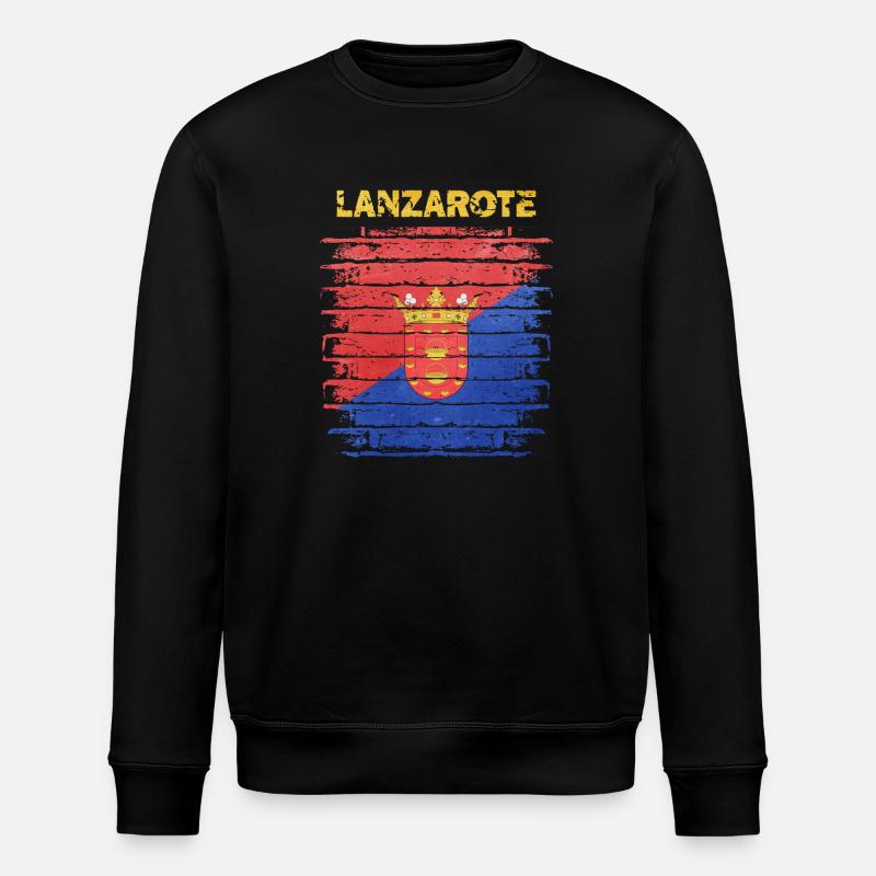 Lanzarote flag design with wave pattern - Stanley/Stella ROLLER Unisex Organic Sweatshirt - black
