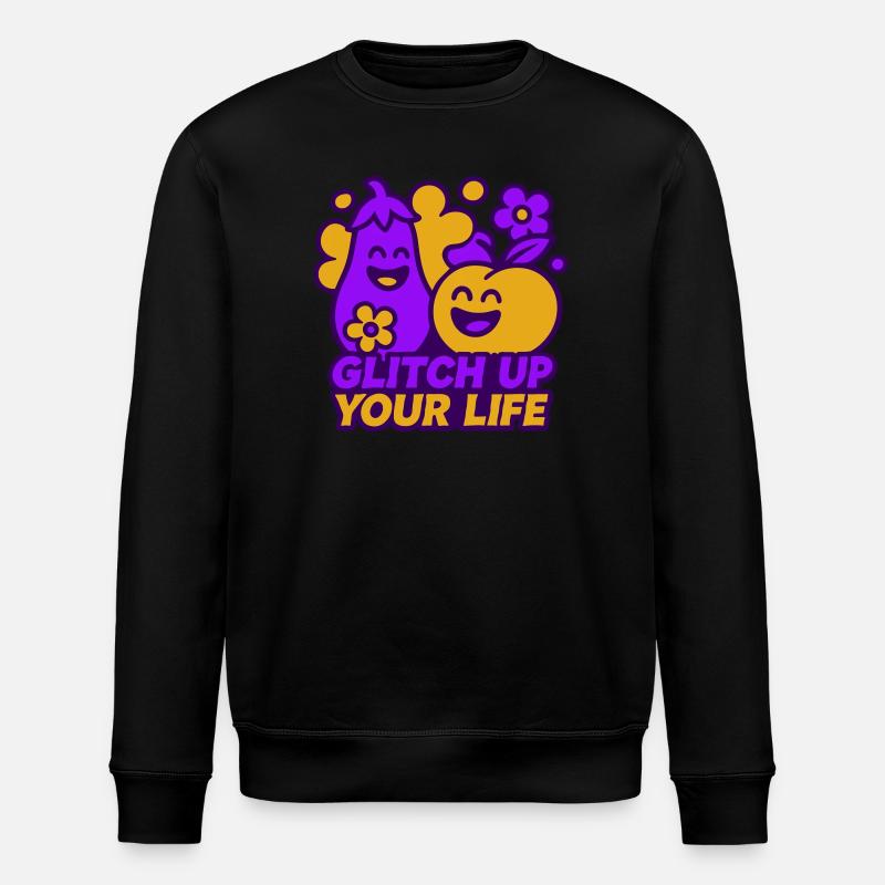 Happy Glitch Couple - Stanley/Stella Unisex Bio-Sweatshirt ROLLER - Schwarz