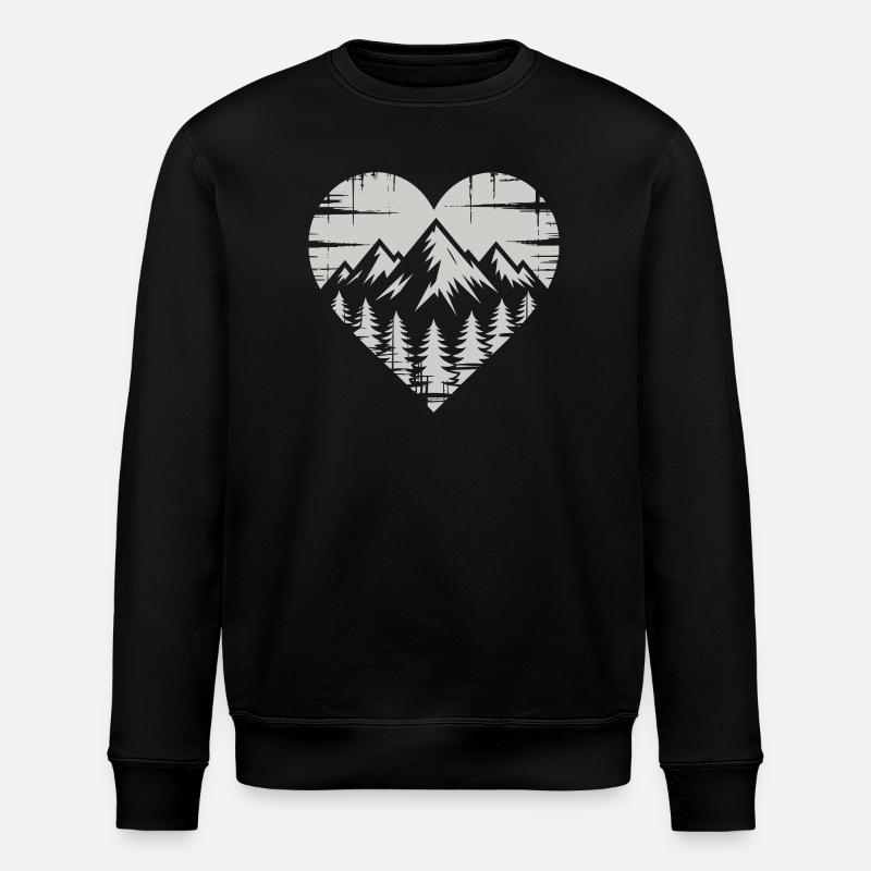 Bergkulisse Herz Design - Stanley/Stella Unisex Bio-Sweatshirt ROLLER - Schwarz