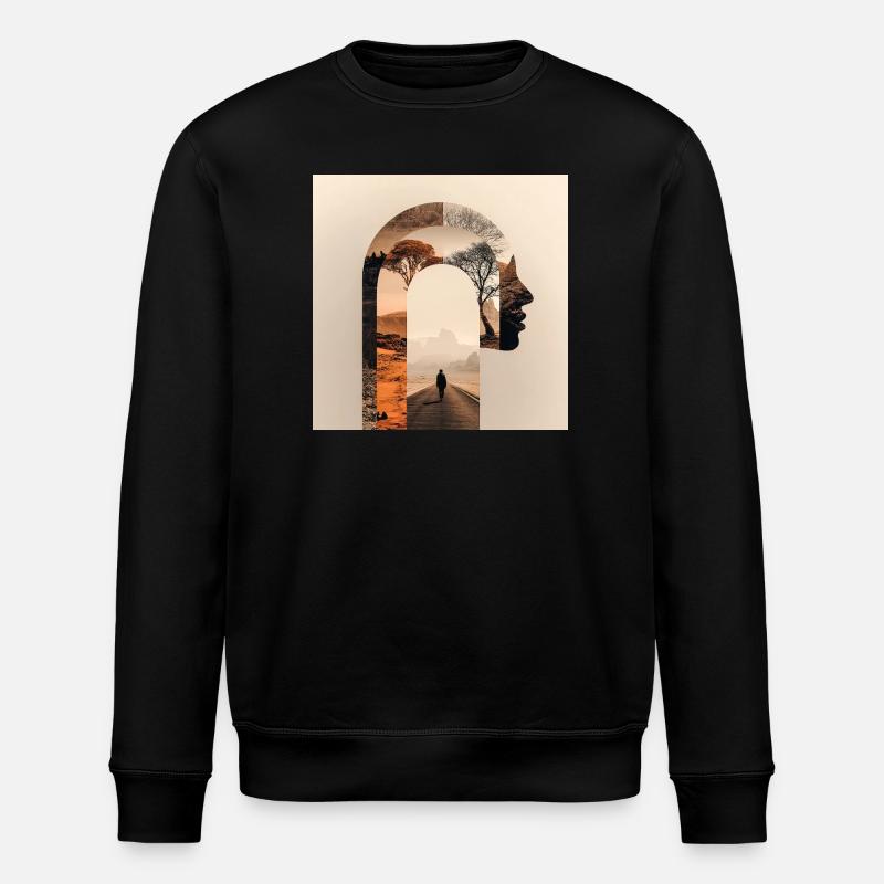Introspective journey with nature silhouette - Stanley/Stella ROLLER Unisex Organic Sweatshirt - black