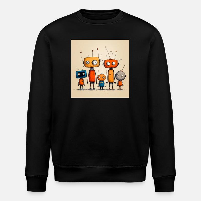 Childish Friendly Robot - Stanley/Stella ROLLER Unisex Organic Sweatshirt - black