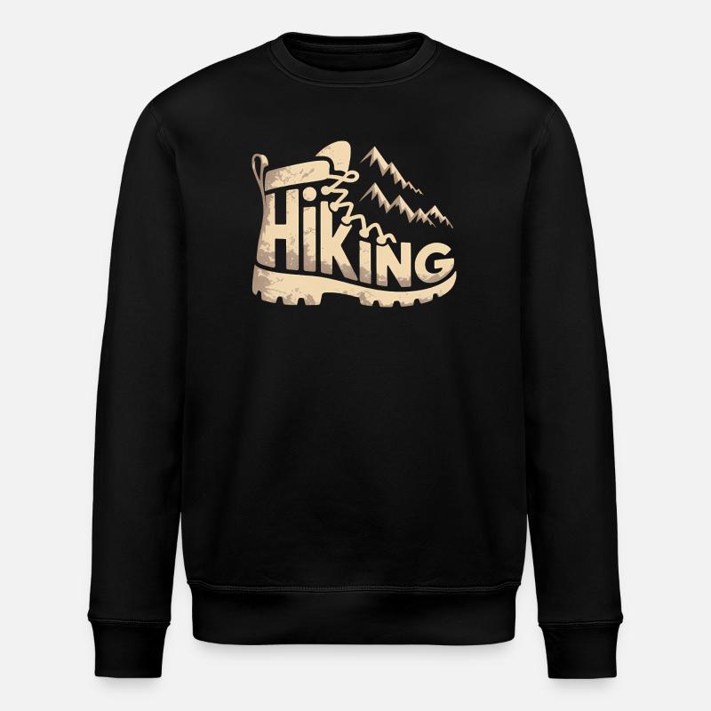 Hiker Typography - Hiking Design - Stanley/Stella ROLLER Unisex Organic Sweatshirt - black