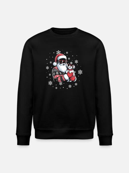 Santa Feo Navidad y perro - Sudadera ecológica unisex ROLLER de Stanley/Stella - negro