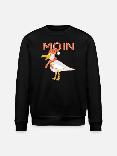Funny seagull with cap - Stanley/Stella ROLLER Unisex Organic Sweatshirt - black