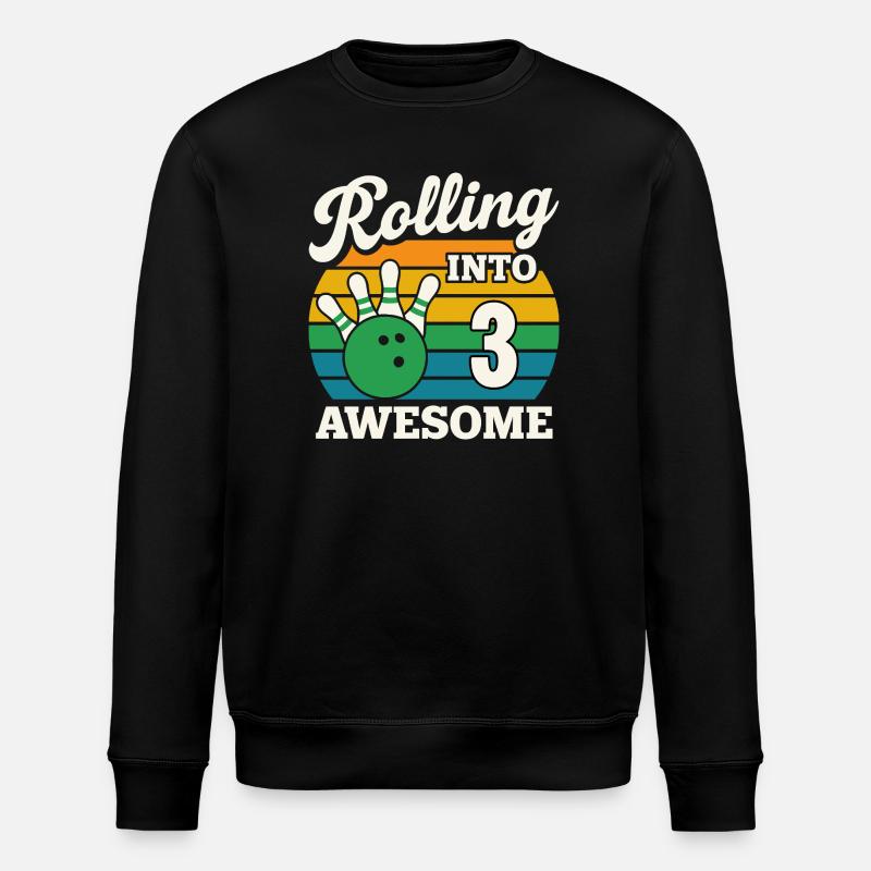 Rolling Into 3 Birthday Design - Stanley/Stella ROLLER Unisex Organic Sweatshirt - black