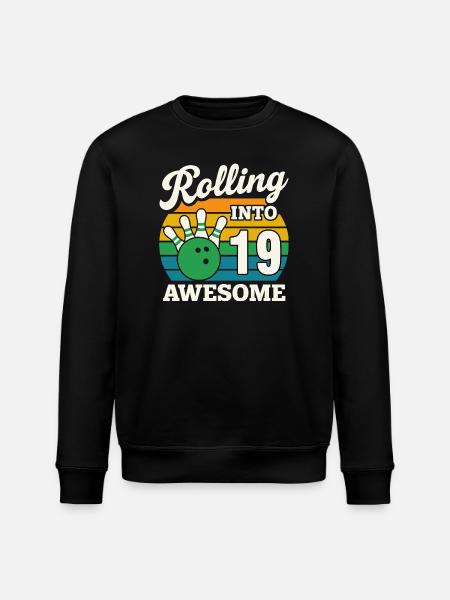 Rolling Into 19 Birthday Tee - Stanley/Stella ROLLER Unisex Organic Sweatshirt - black