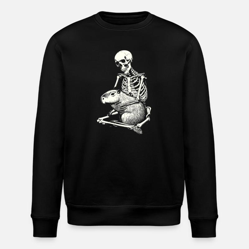 Skeleton hugging capybara - Stanley/Stella ROLLER Unisex Organic Sweatshirt - black