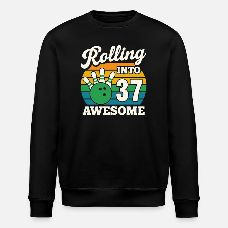 Bowling 37th Birthday Celebration Graphic - Stanley/Stella ROLLER Unisex Organic Sweatshirt - black