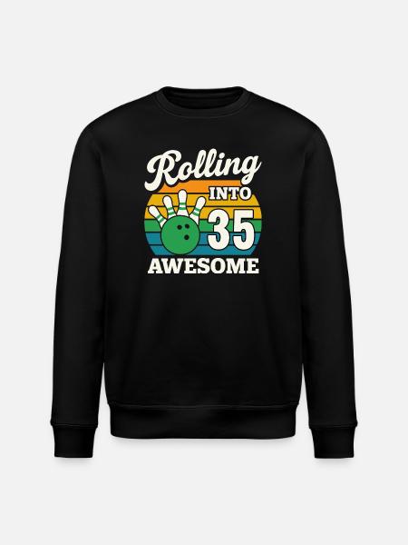 Retro Bowling 35th Birthday Design - Stanley/Stella ROLLER Unisex Organic Sweatshirt - black
