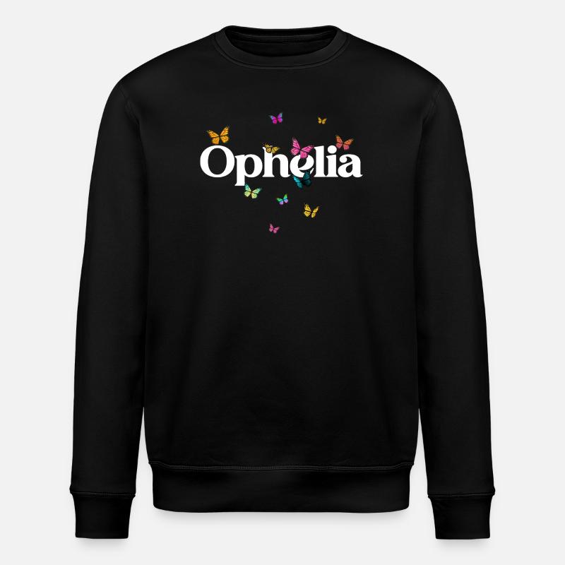 Schöner Mädchenname OPHELIA mit Schmetterlingen  - Stanley/Stella Unisex Bio-Sweatshirt ROLLER - Schwarz