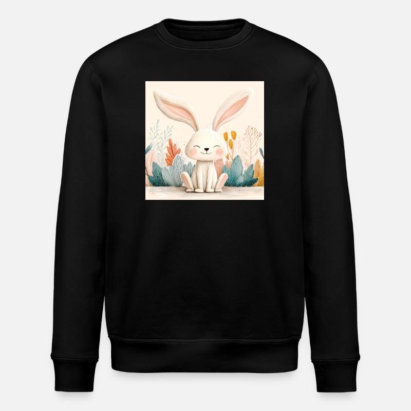 Lapin mignon avec végétation pastel - Sweat bio ROLLER Stanley/Stella Unisexe - noir