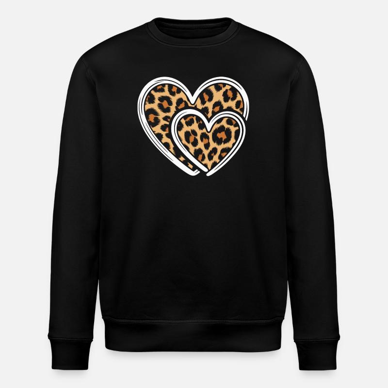 Heart with leopard print - Stanley/Stella ROLLER Unisex Organic Sweatshirt - black