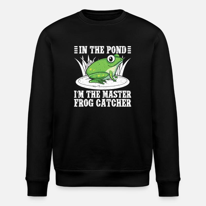 Master Frog Catcher Cartoon Design - Stanley/Stella ROLLER Unisex Organic Sweatshirt - black