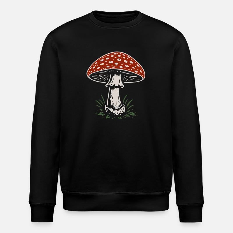 Fly agaric - mushrooms - saying - Stanley/Stella ROLLER Unisex Organic Sweatshirt - black