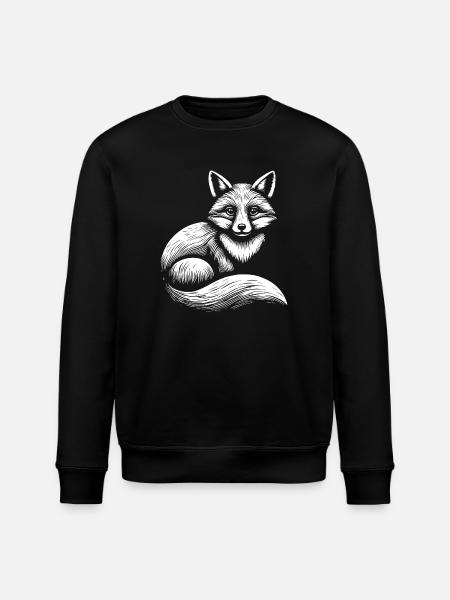 Fuchs Illustration in Schwarz-Weiß - Stanley/Stella Unisex Bio-Sweatshirt ROLLER - Schwarz