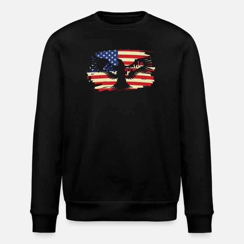 Amerikanische Pride-Eagle auf Flagge - Stanley/Stella Unisex Bio-Sweatshirt ROLLER - Schwarz
