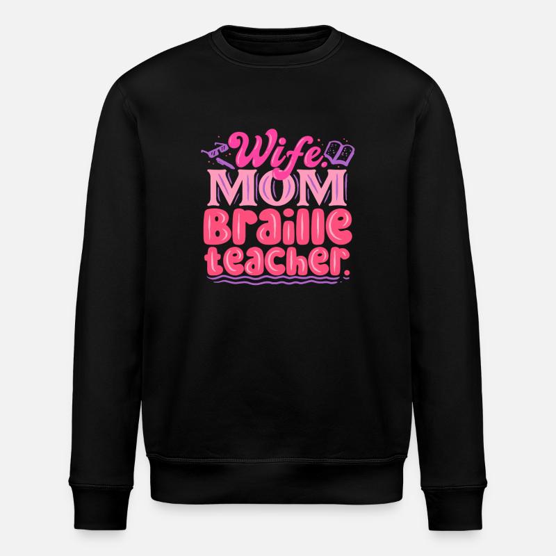 Braille Lehrer Blindenschrift Punktum - Stanley/Stella Unisex Bio-Sweatshirt ROLLER - Schwarz