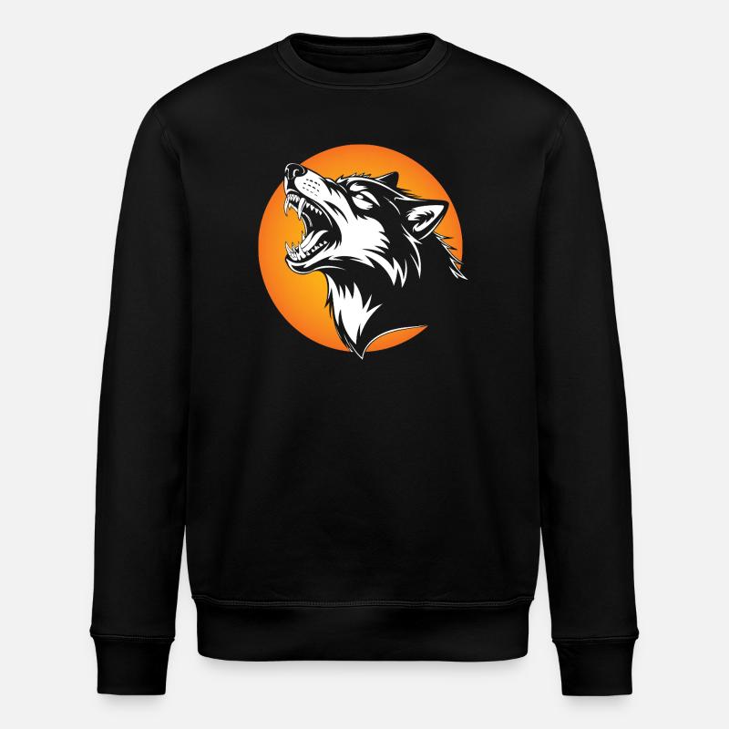 Wolfskopf in kontrastierender Silhouette - Stanley/Stella Unisex Bio-Sweatshirt ROLLER - Schwarz