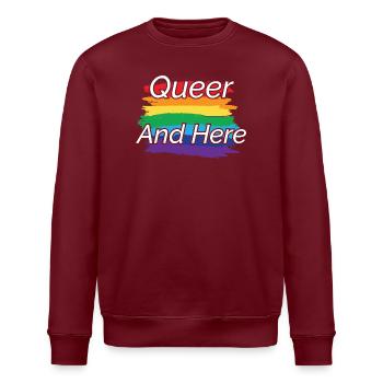 Queer Pride Rainbow Design - Stanley/Stella ROLLER Unisex Organic Sweatshirt - burgundy - Front - Nik (191cm)