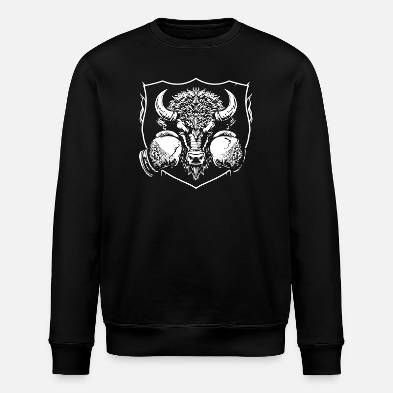 bison-boxer - Stanley/Stella ROLLER Unisex Organic Sweatshirt - black
