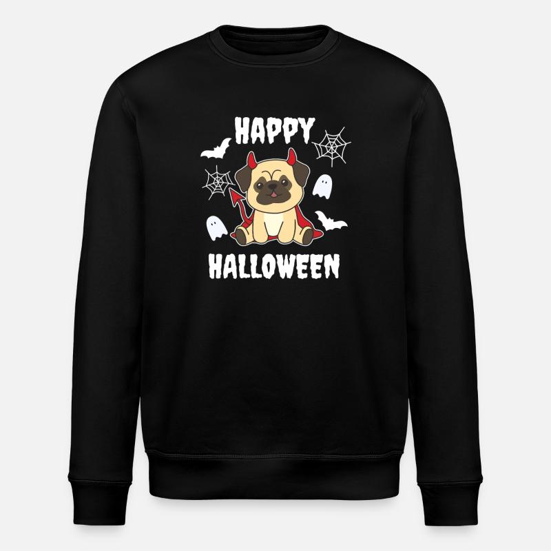 Pug Happy Halloween Devil - Stanley/Stella ROLLER Unisex Organic Sweatshirt - black