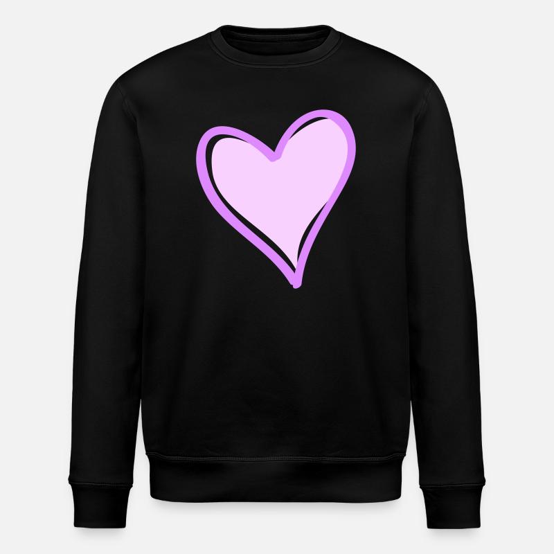Cœur violet avec contour noir - Sweat bio ROLLER Stanley/Stella Unisexe - noir