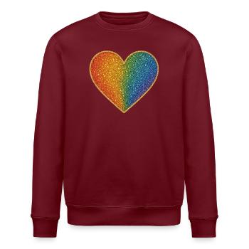 Funkelndes Regenbogenherz Design - Stanley/Stella Unisex Bio-Sweatshirt ROLLER - Burgunderrot - Vorne - Nik (191cm)
