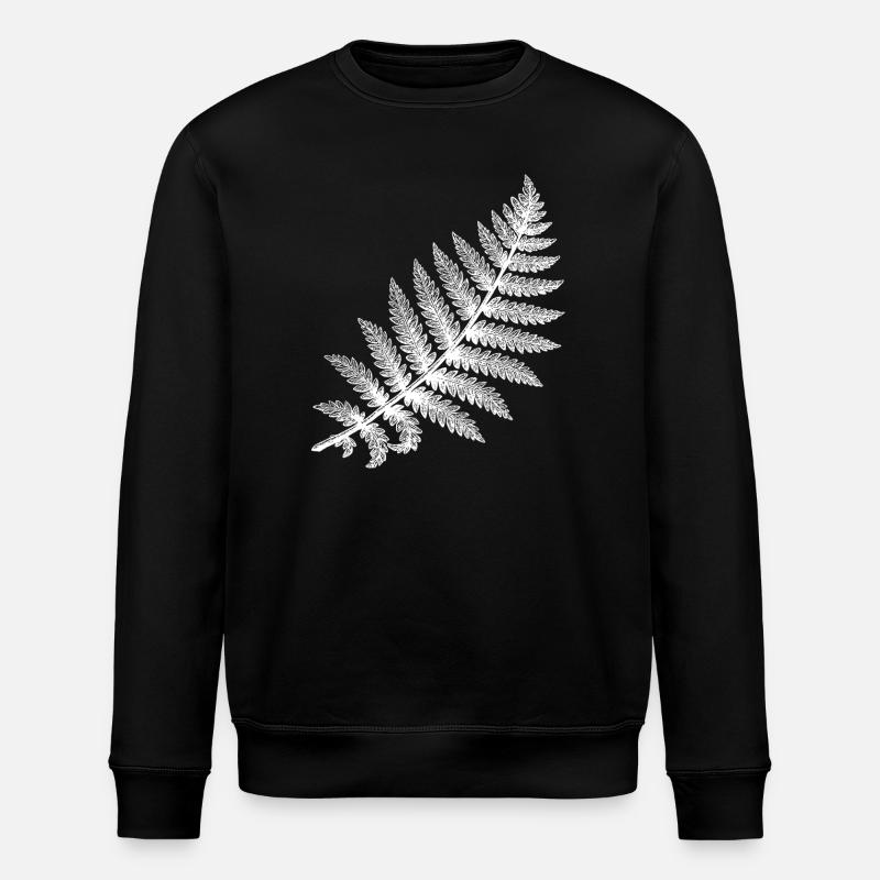 Farnblatt in weißer Silhouette - Stanley/Stella Unisex Bio-Sweatshirt ROLLER - Schwarz