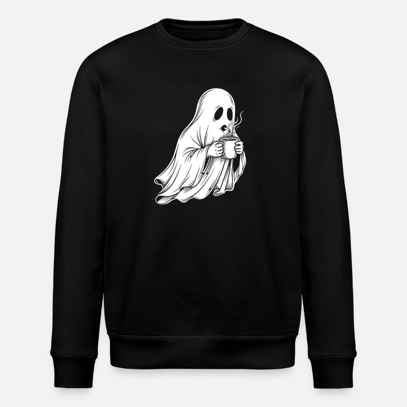 Ghost with coffee cup illustration - Stanley/Stella ROLLER Unisex Organic Sweatshirt - black
